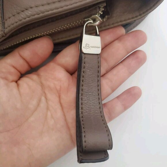 B Makowsky 100% Genuine Leather Hobo Shoulder Bag Taupe Designer Classic… - Picture 10 of 15